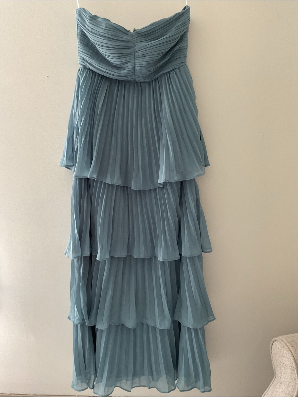 Lulus Seriously Sensational Blue Strapless Tiered Pleated Maxi Dress NWT Medium - Picture 5 of 13